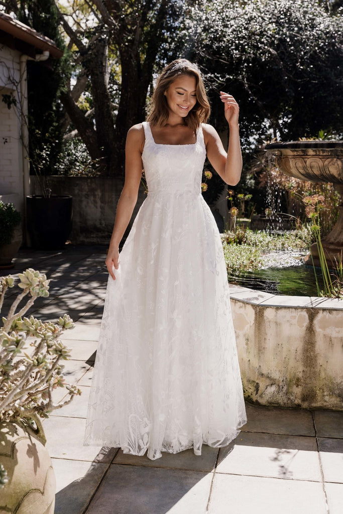 Fleur Embroidered Scoop Wedding Dress - PO938