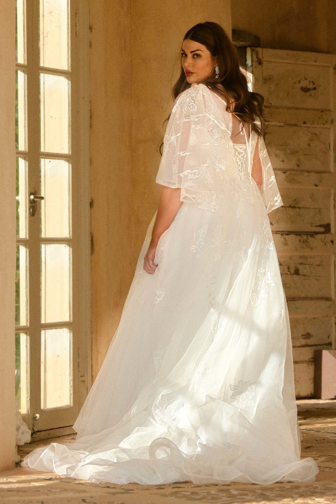 Fontana Detachable Lace Cape Wedding Dress – TC361