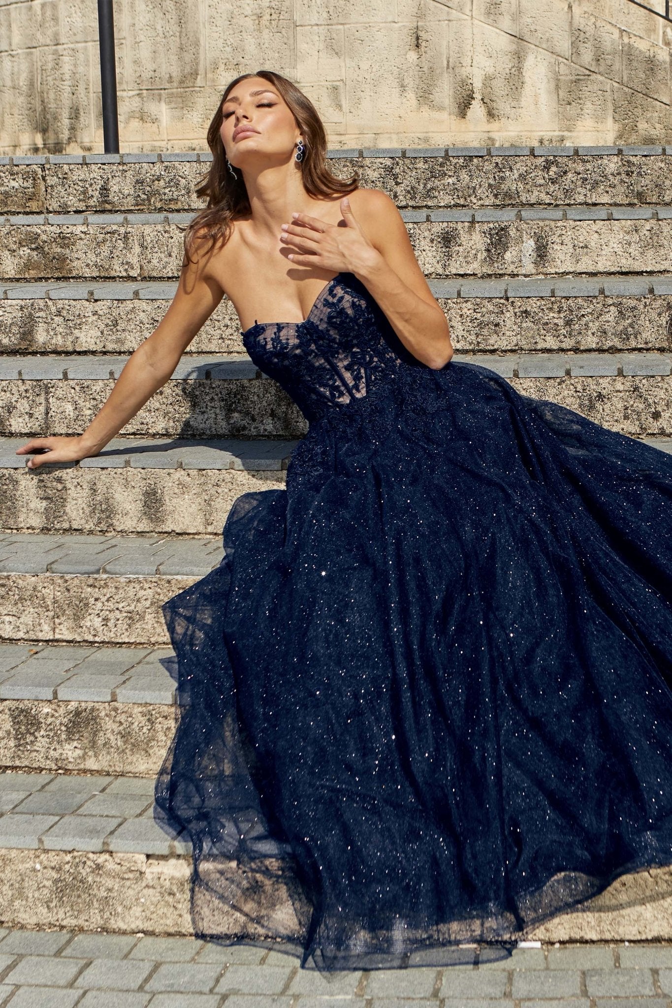 corset formal dresses australia CAITLIN Sequin Lace Mermaid Prom Dress - Glamorous Elegance