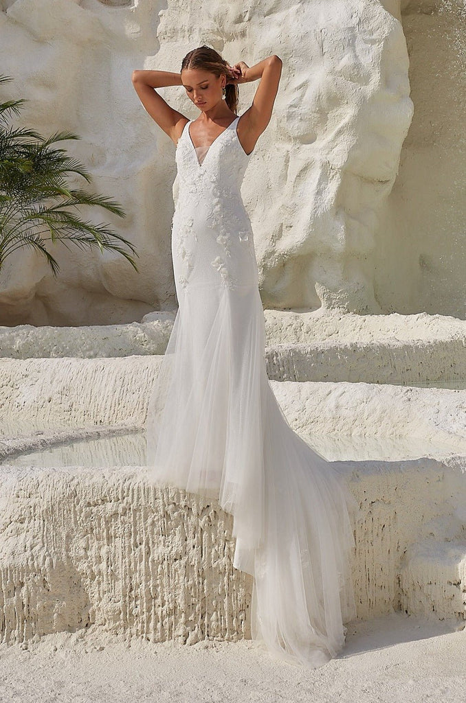 Hali Modern Floral Tulle Wedding Dress by Tania Olsen Designs