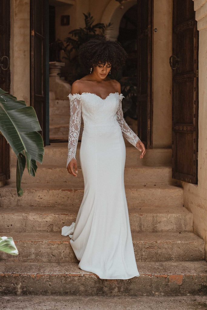 Havana Floral Off-Shoulder Boho Wedding Dress - TC364