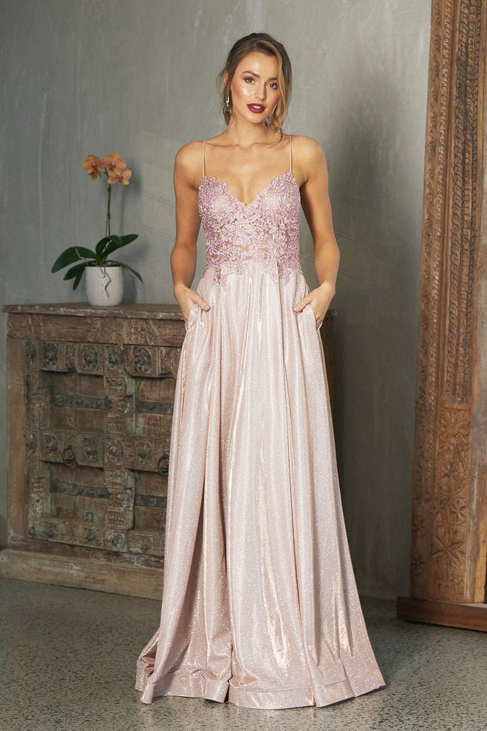 Ivy Shimmer Formal Dress – PO854 Blush