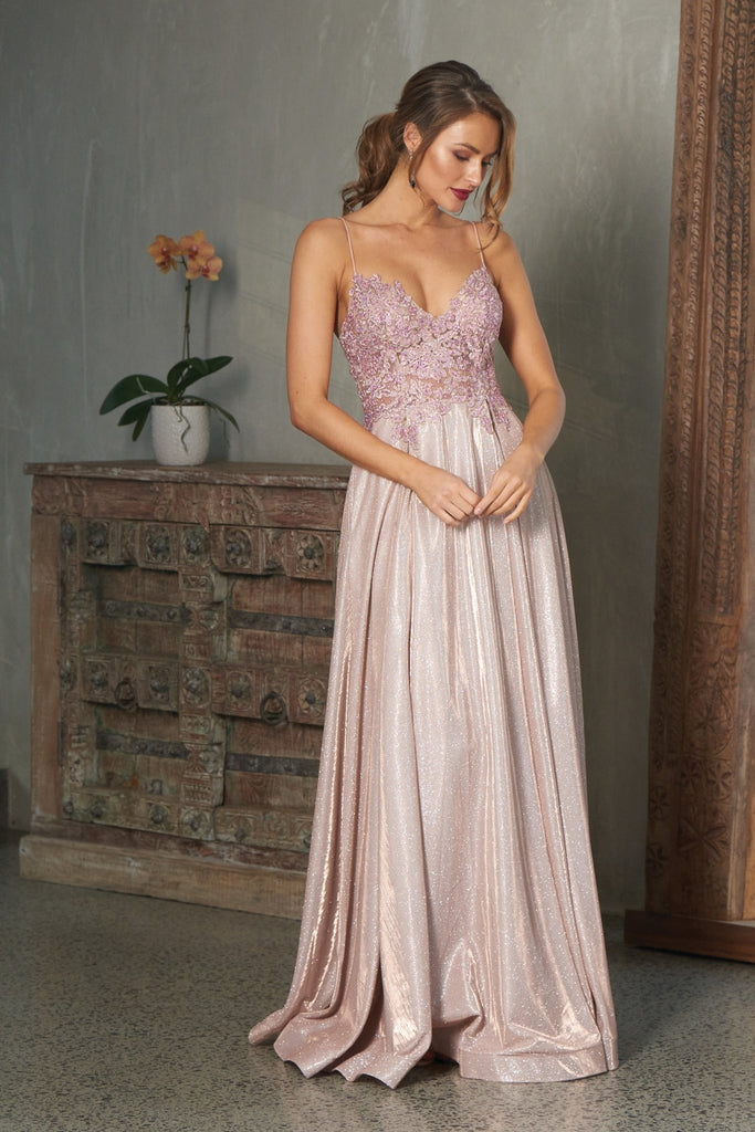 Ivy Shimmer Formal Dress – PO854 Blush
