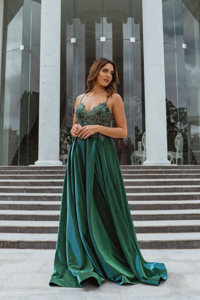 Ivy Shimmer Formal Dress – PO854 Emerald