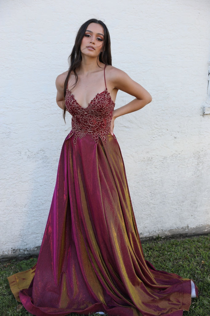 Ivy Shimmer Formal Dress – PO854 Wine