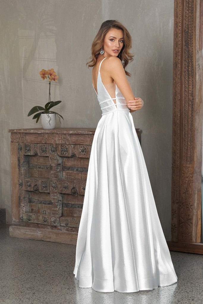 Janelle Satin A-Line Debutante Dress – PO855