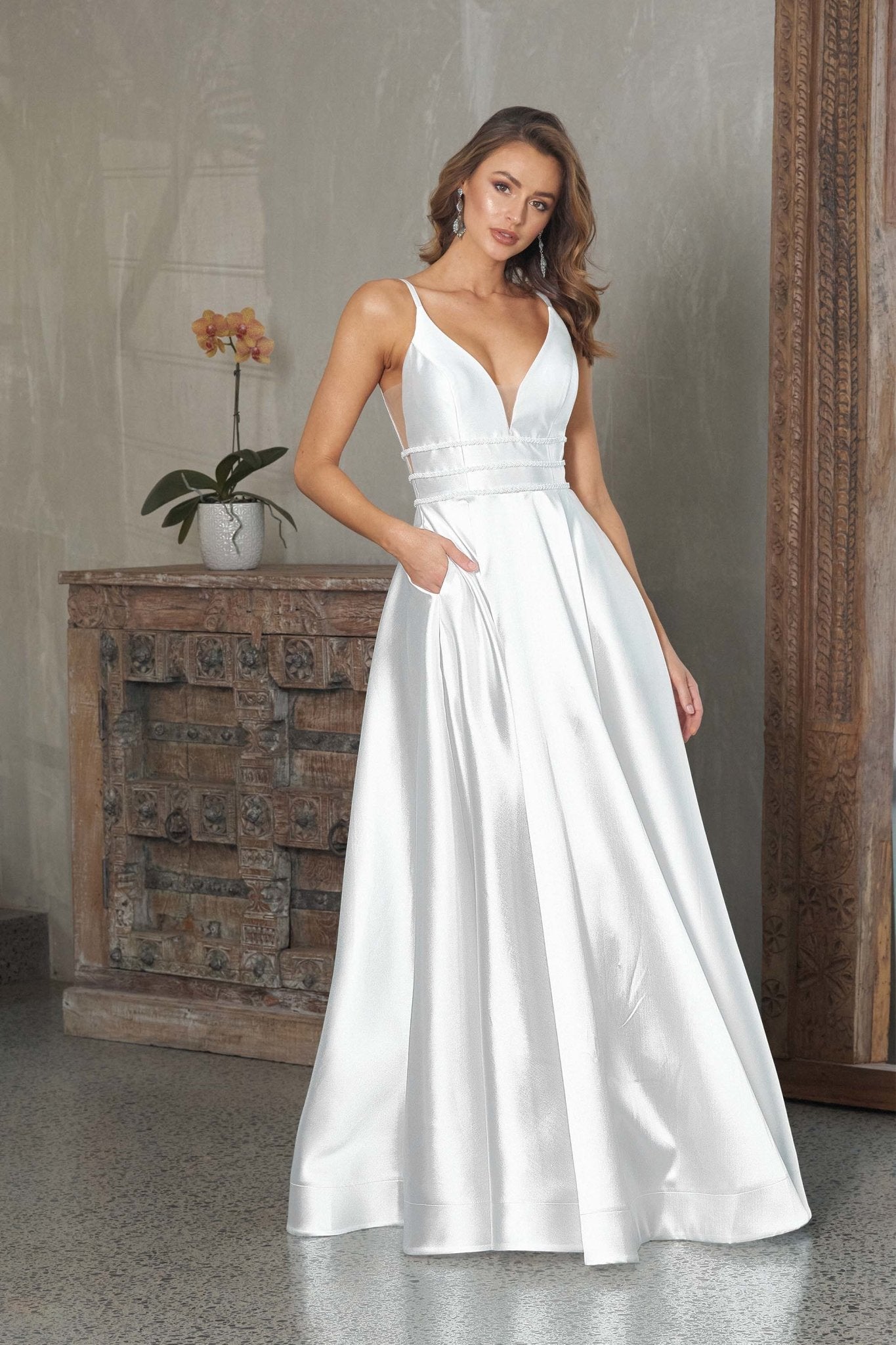 Janelle Satin A-Line Debutante Dress – PO855 Sentani Boutique