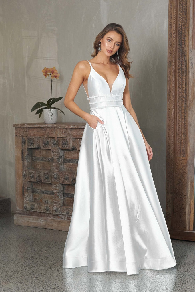 Janelle Satin A-Line Debutante Dress – PO855