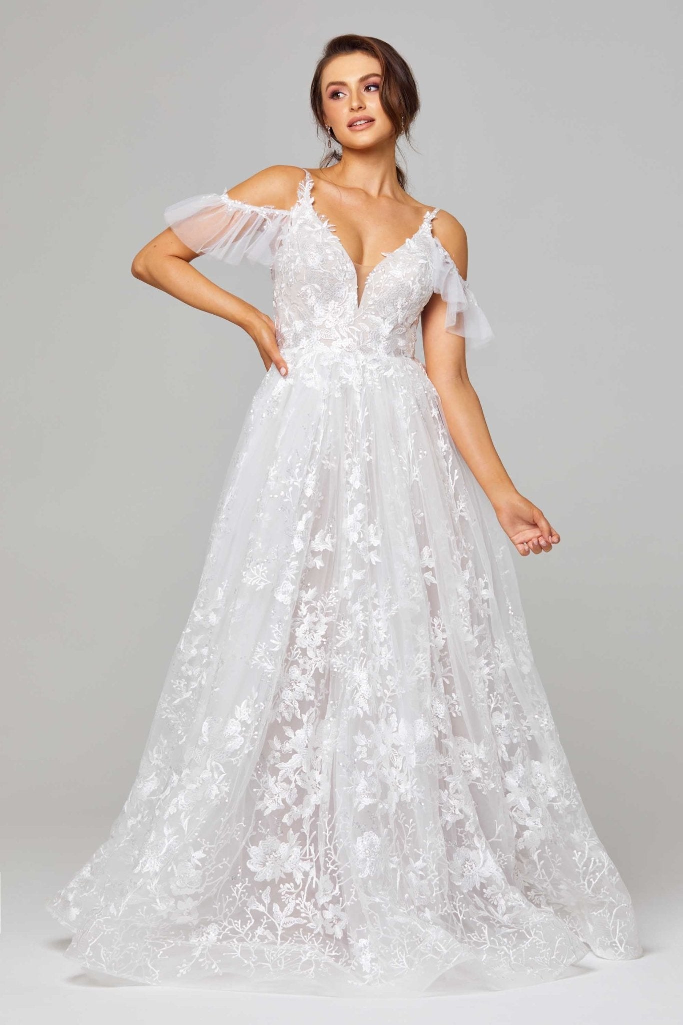 Josephina Floral Lace and Tulle Wedding Dress - TC394