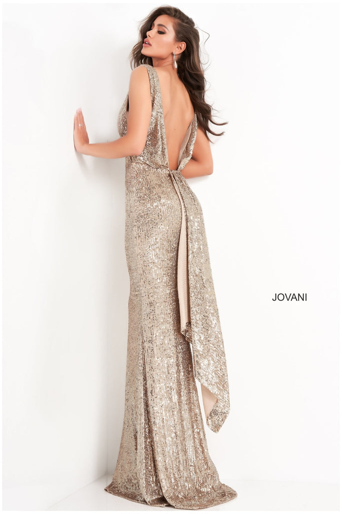 Jovani 03854 – Gold Sequin Evening Dress