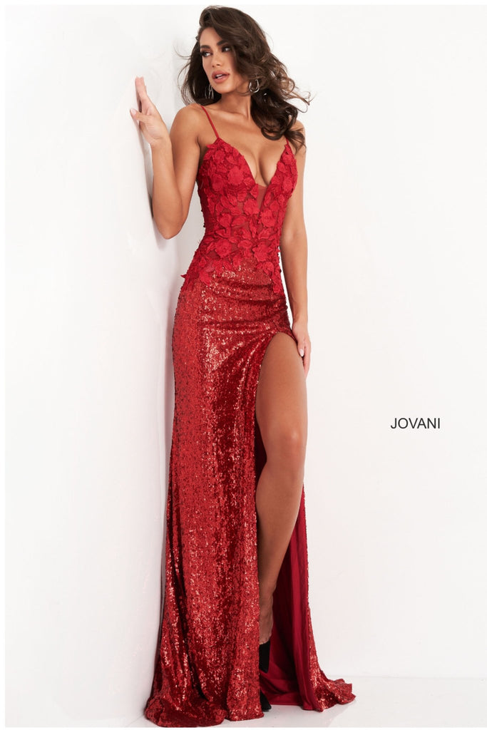 Jovani 06426 – Floral Sequin Formal Dress