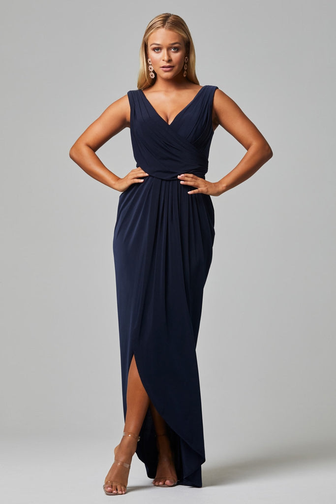 Kalani Draped Bodice Bridesmaids Dress - TO817 Navy