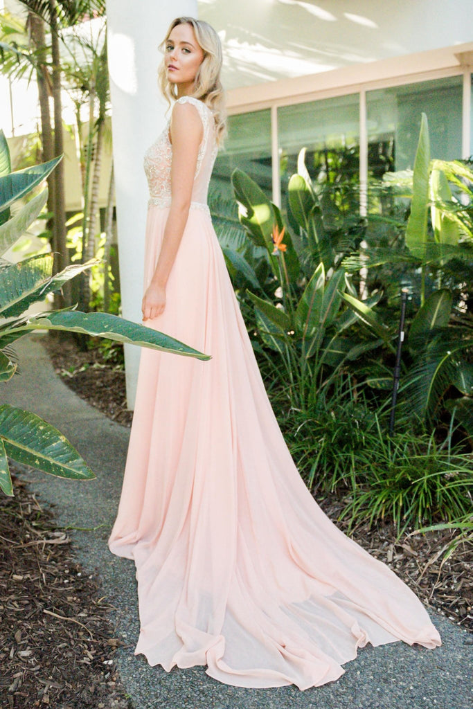Kamea Crystal bodice Peach Wedding Dress – TC004