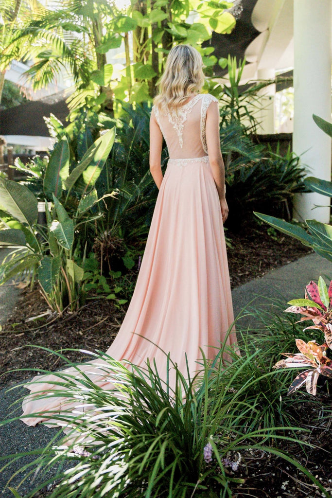 Kamea Crystal bodice Peach Wedding Dress – TC004