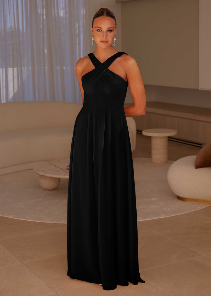 Kano Halter Bridesmaid Dress - Black by Tania Olsen Designs