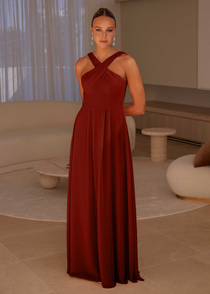 Kano Halter Bridesmaid Dress - Terracotta by Tania Olsen Designs