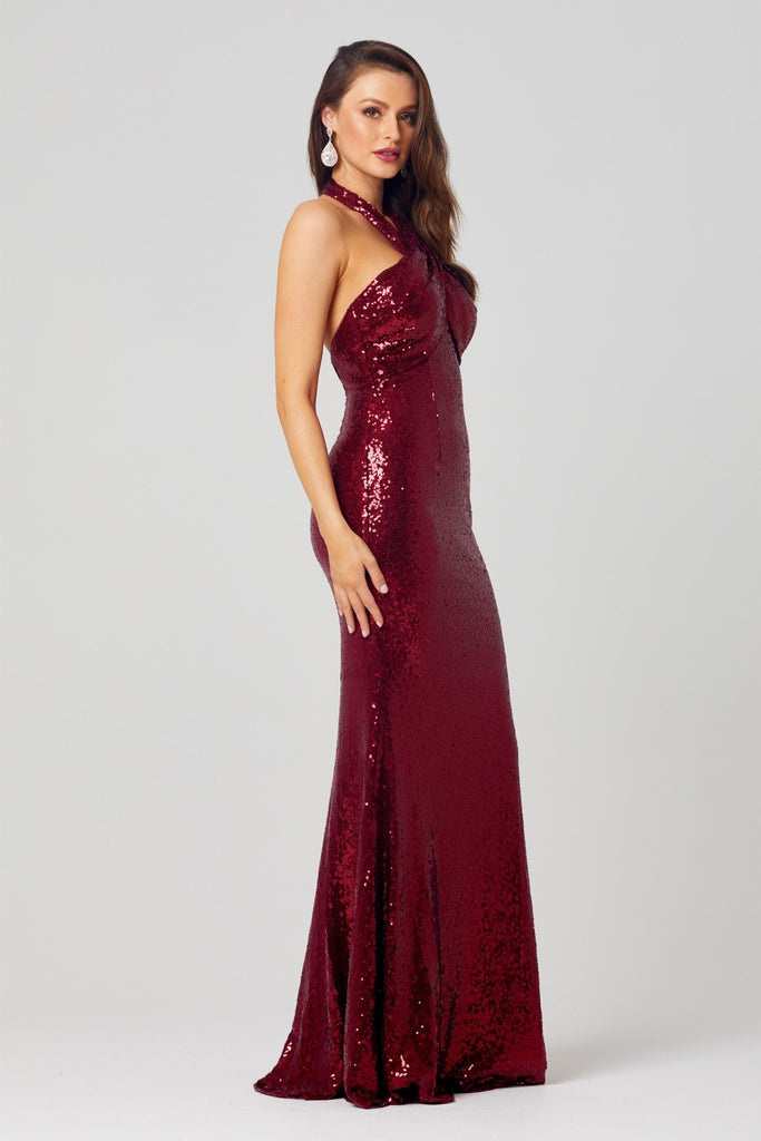 Kimmy Sequin Halter Formal Dress – PO820 | Sentani Boutique