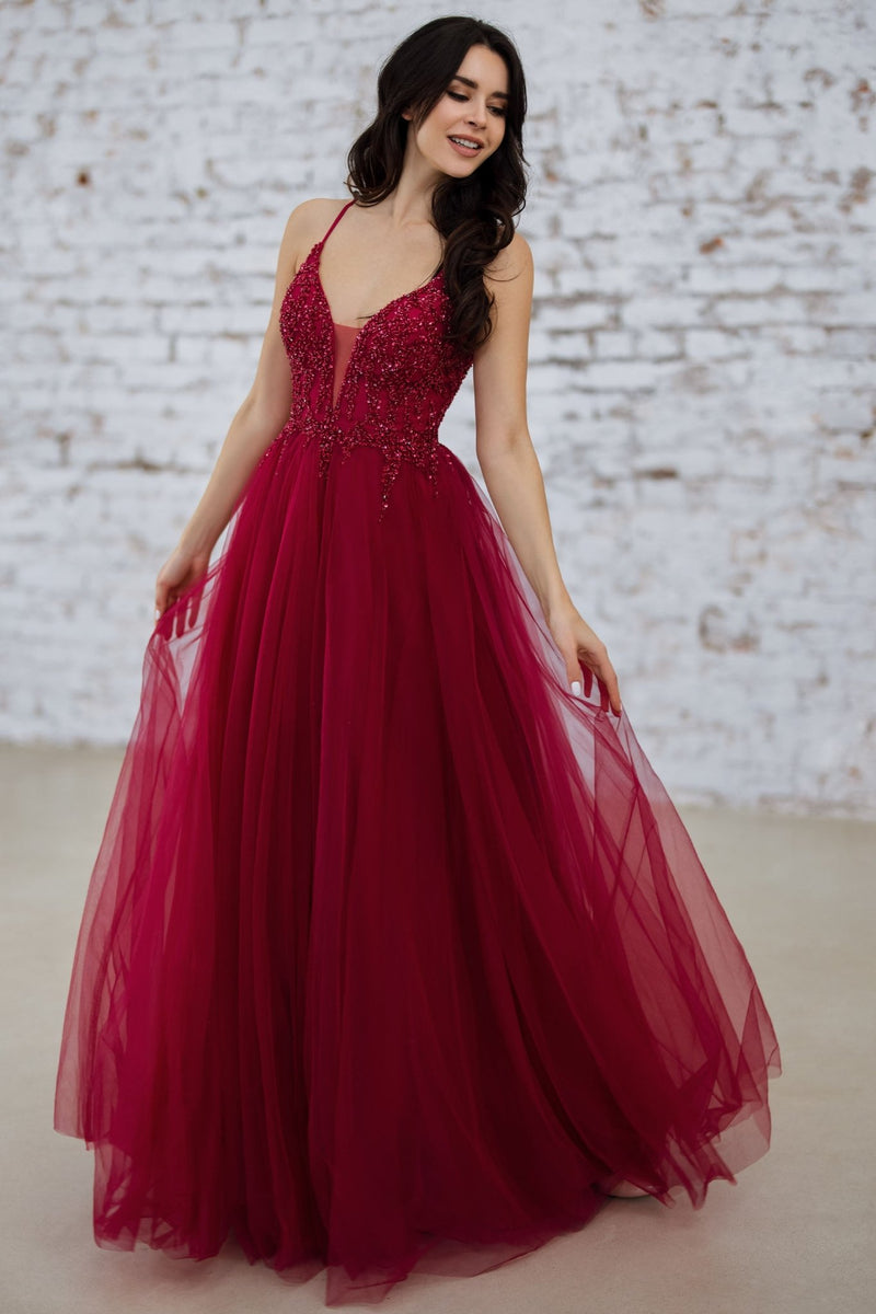 Laceup Beaded Sequin Formal Dress 0662 Sentani Boutique