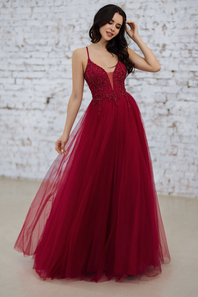Lace-up Beaded Sequin Formal Dress - 0662