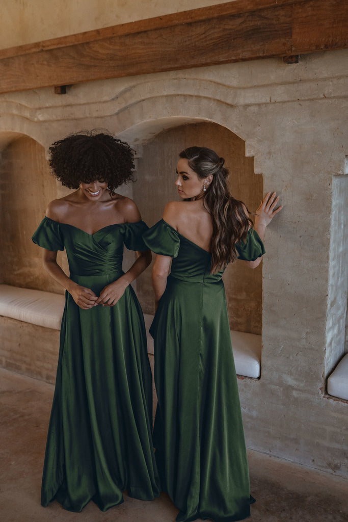 Lagos Off-Shoulder Puff Sleeve Bridesmaid Dress – TO873 Emerald