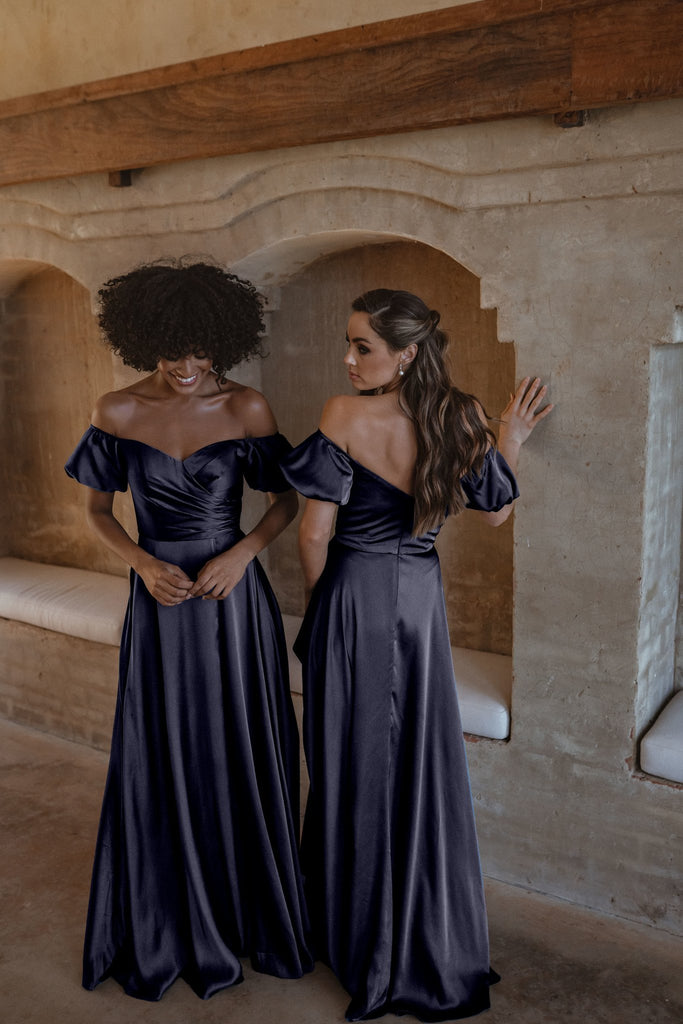 Lagos Off-Shoulder Puff Sleeve Bridesmaid Dress – TO873 Midnight