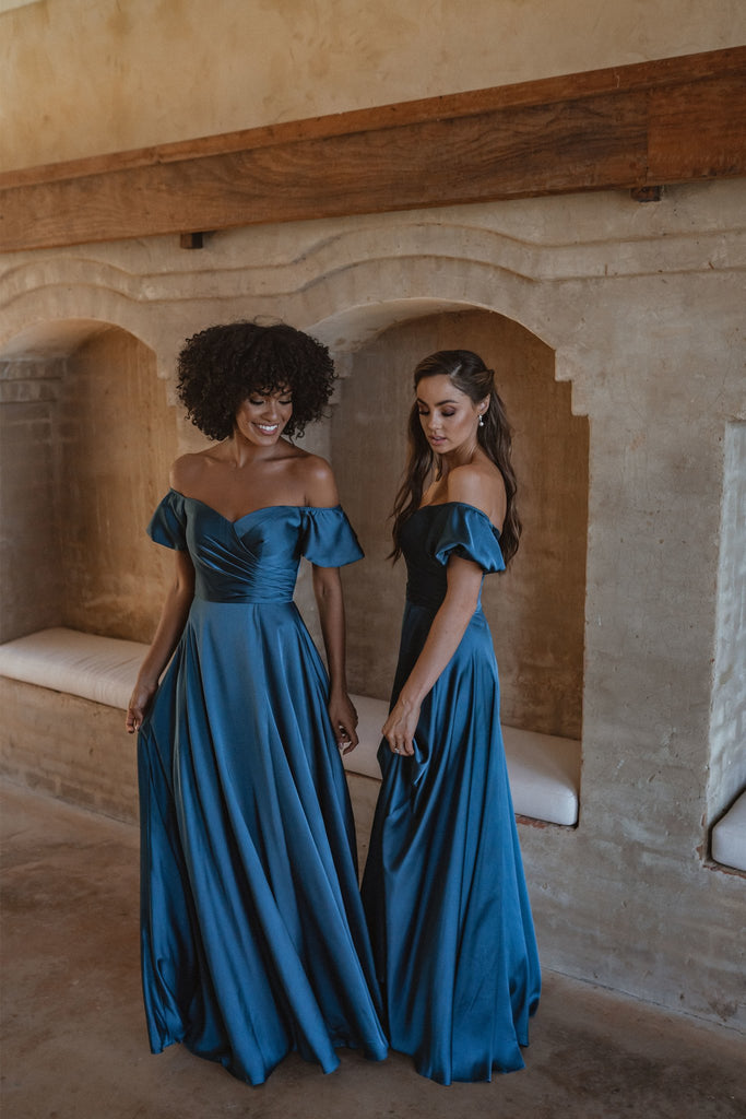 Lagos Off-Shoulder Puff Sleeve Bridesmaid Dress – TO873 Midnight