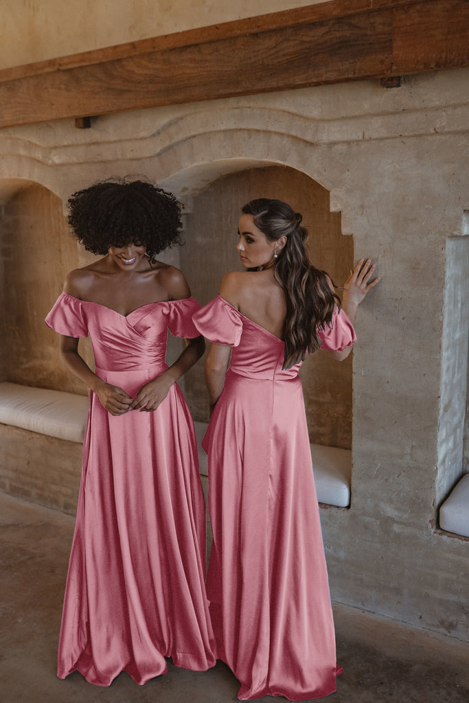 Lagos Off-Shoulder Puff Sleeve Bridesmaid Dress – TO873 Mink