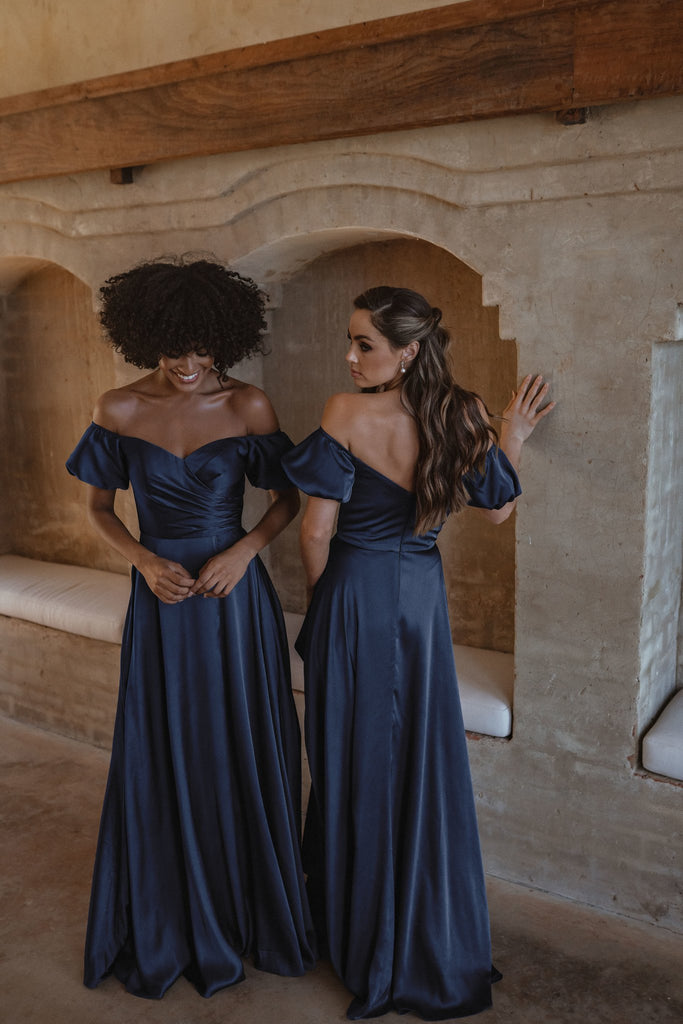 Lagos Off-Shoulder Puff Sleeve Bridesmaid Dress – TO873 Navy