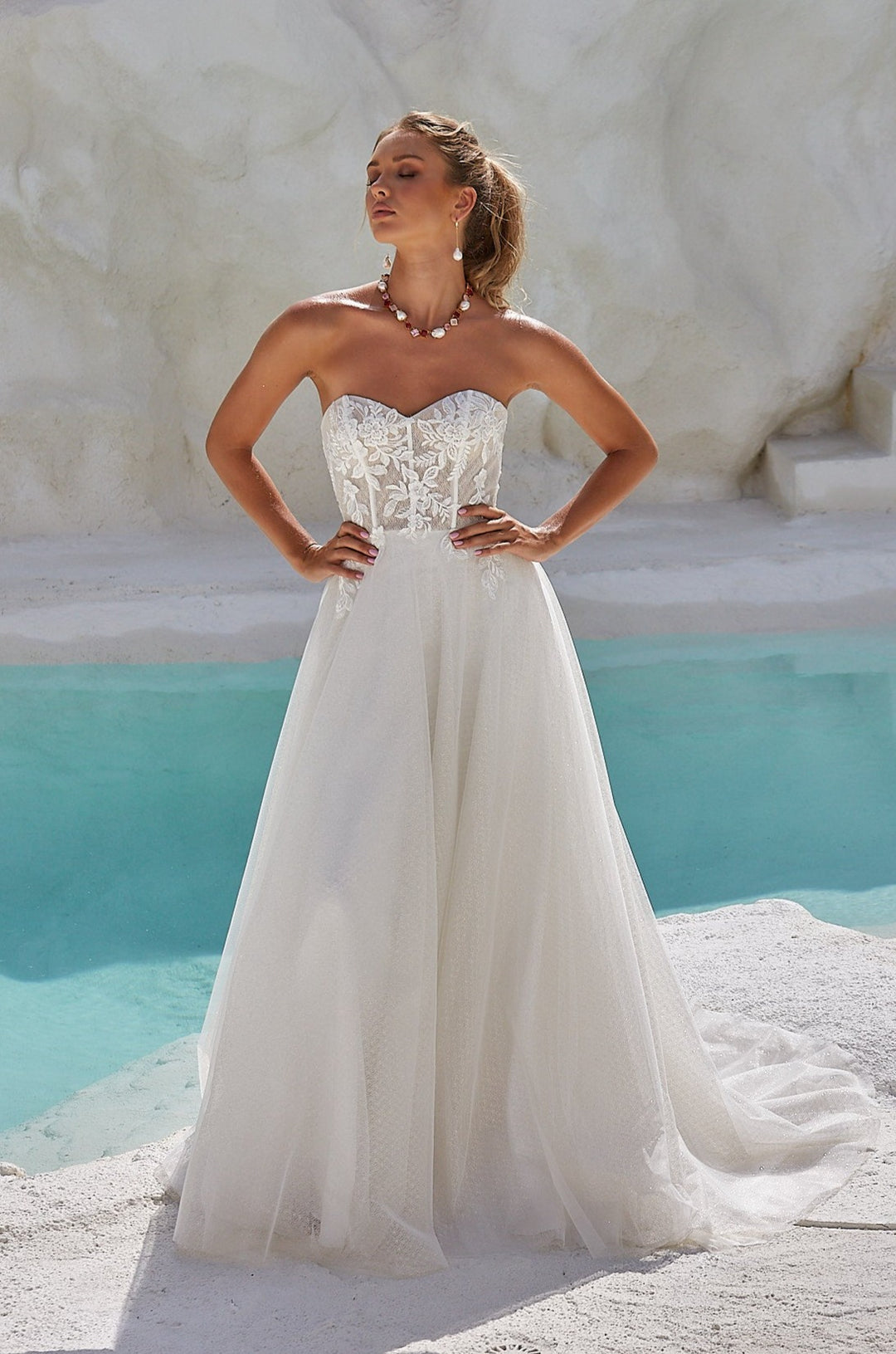 Strapless Champagne White Wedding Dress Tina Holly Couture TW105