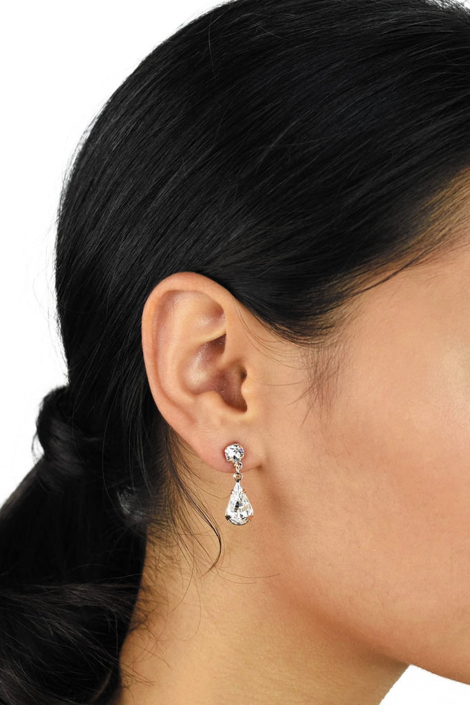 Lara Swarovski Teardrop Earrings - Rose Gold & Silver