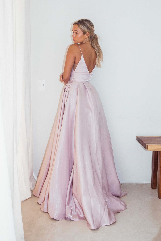 Leia Shimmer Satin Prom Gown – PO834