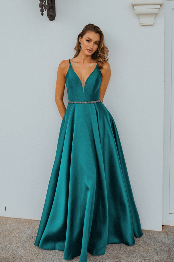 Linz Satin A-Line Formal Dress – PO896