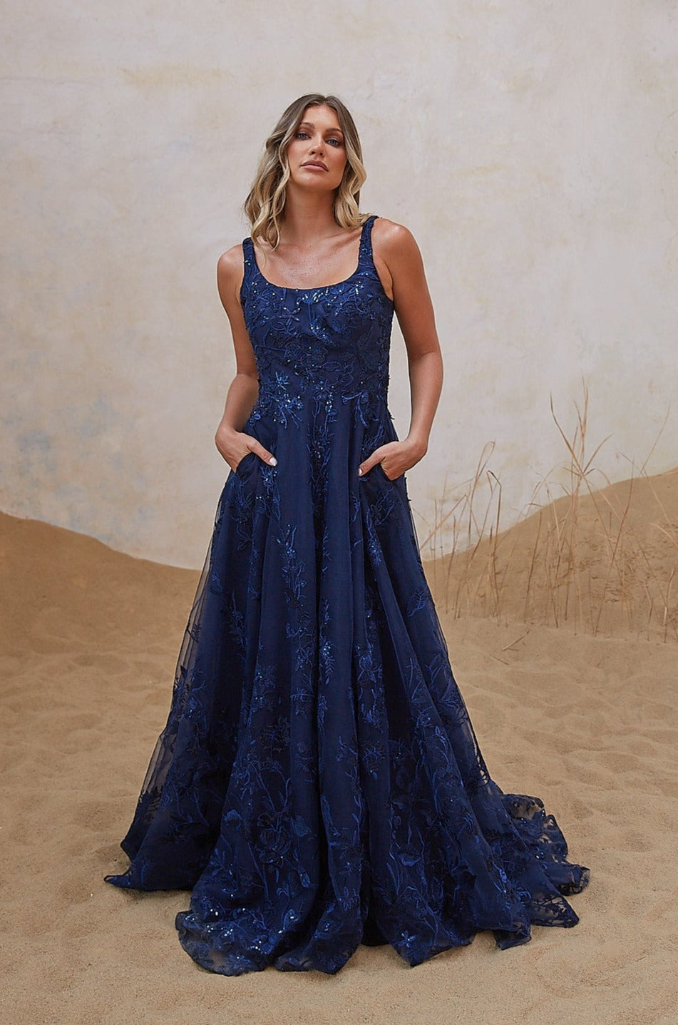 packable formal dress Manhattan Slip Formal Dress Navy main image 0