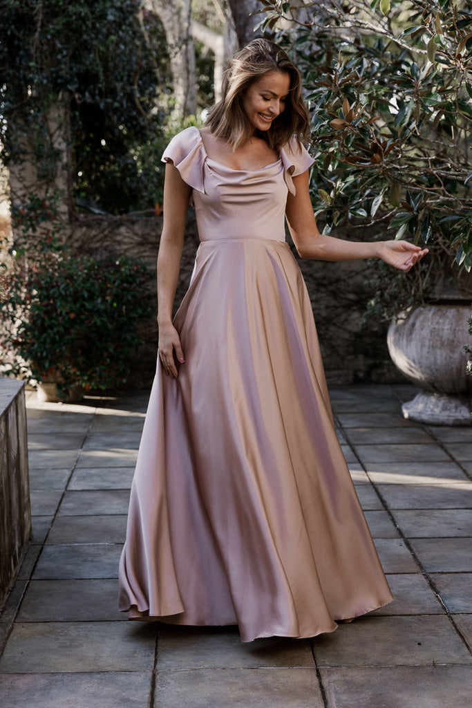 Lisette Flutter Sleeve Bridesmaid Dress - TO892 Pink