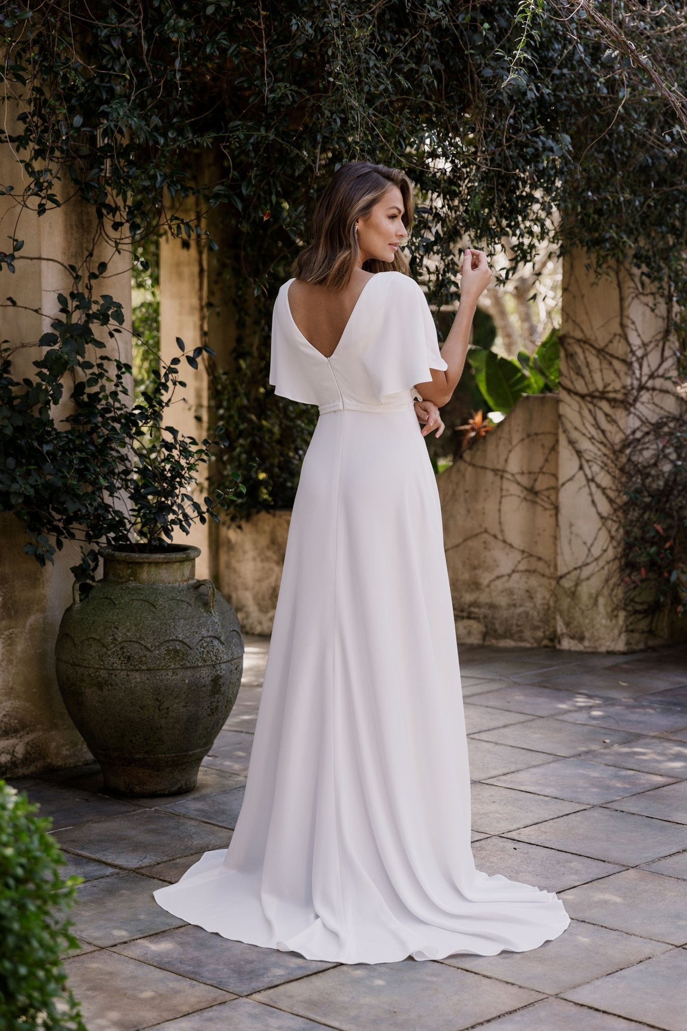 Maelle Flutter Sleeve Wedding Dress - TC403 Maelle Flutter Sleeve Wedding Dress - TC403