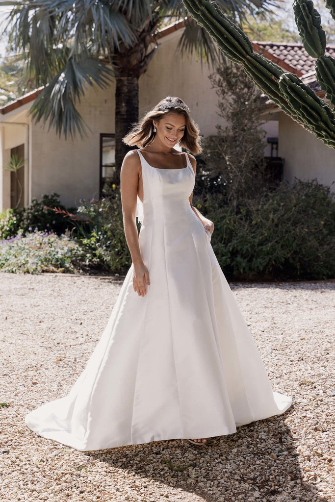 Mirabelle Panelled Satin Wedding Dress – TC405