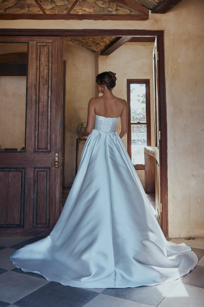 Mirella Cowl Pleated Satin Wedding Dress – TC2337 by Tania Olsen Designs