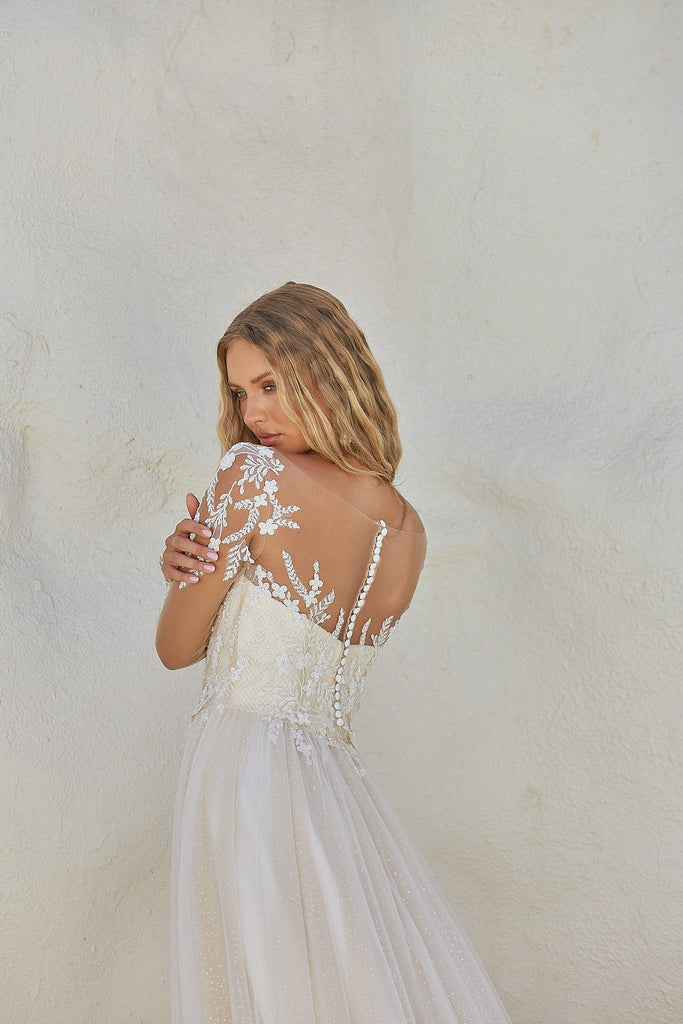 Nahla Long Sleeved A-line Wedding Dress by Tania Olsen Designs