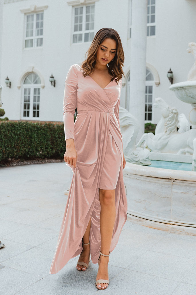 Nancy Long Sleeve Bridesmaids Dress – TO870 Blush