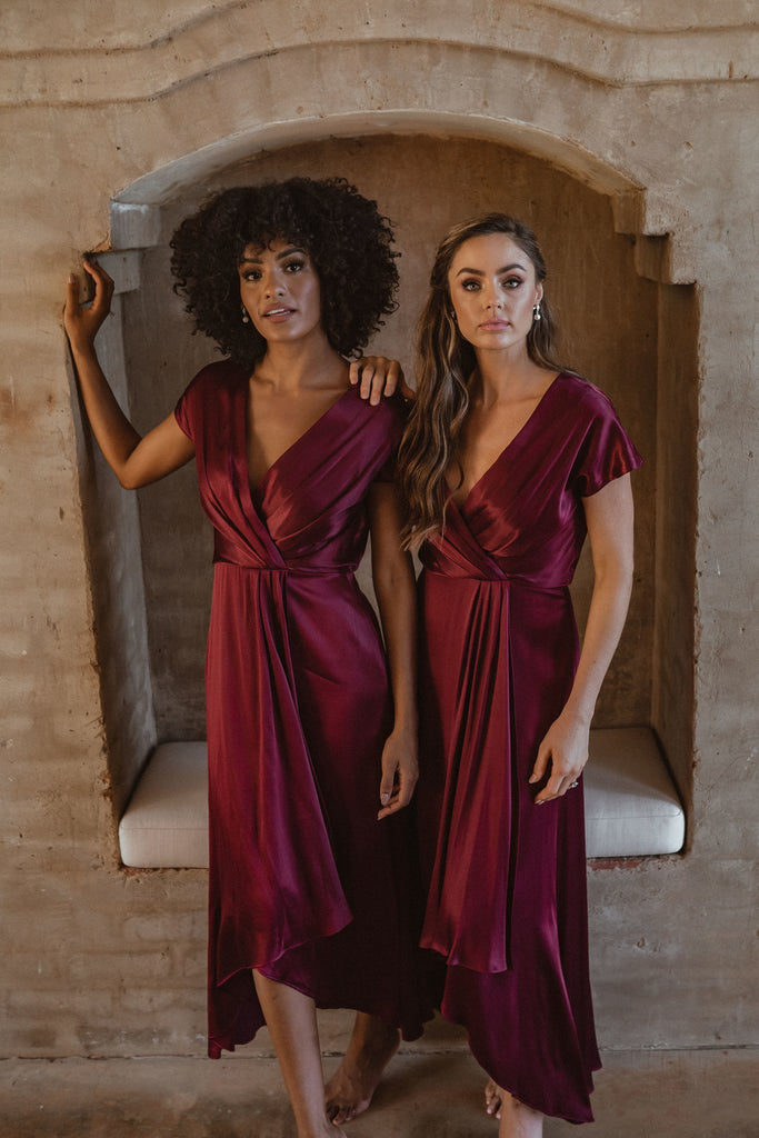 Napier Midi Satin Bridesmaids Dress – TO868