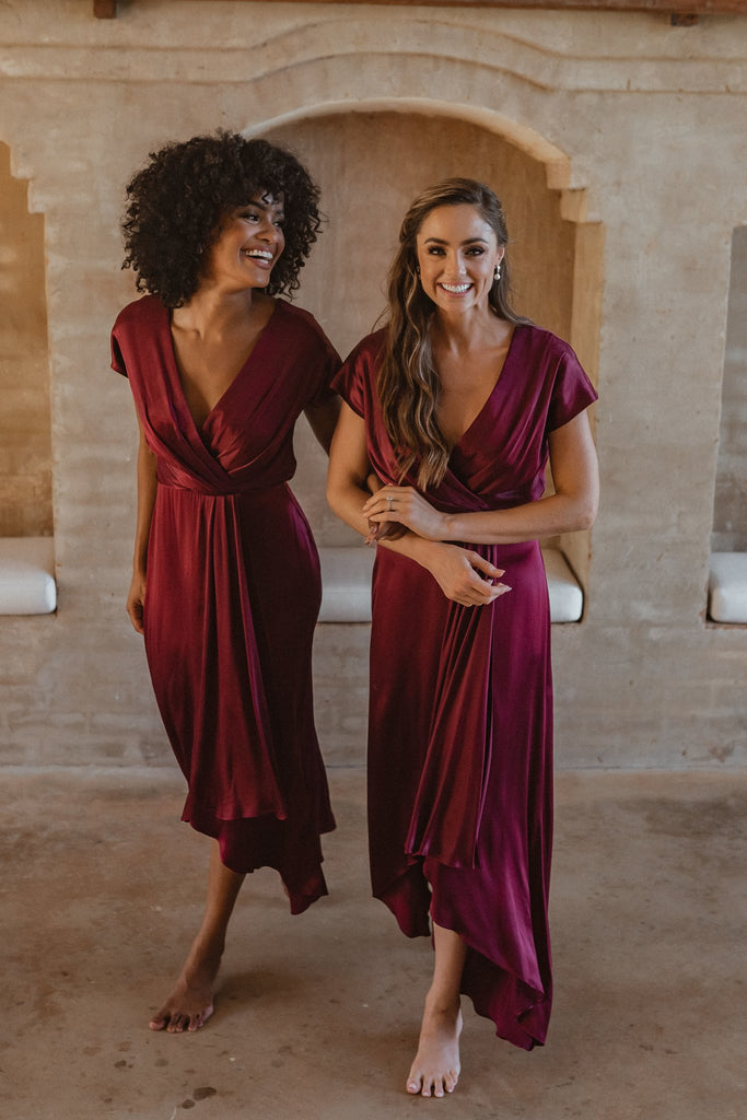 Napier Midi Satin Bridesmaids Dress – TO868