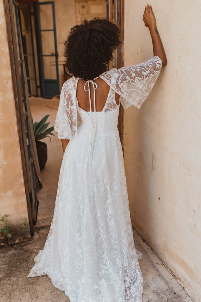 Naples A Line Cape Wedding Dress – TC365