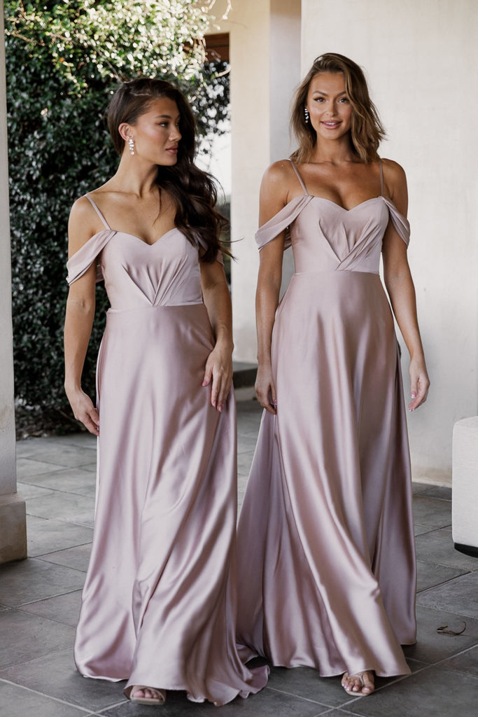 Odette Off-Shoulder Drape Bridemaid Dress - TO896 Pink
