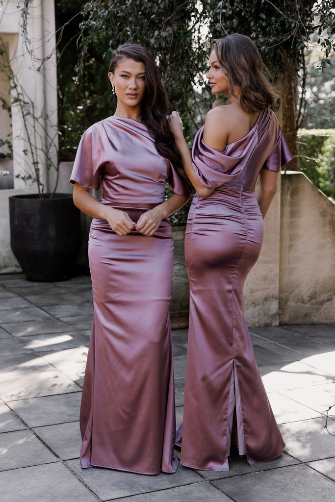Olympe Ruched Drop-Sleeve Bridesmaid Dress - TO897