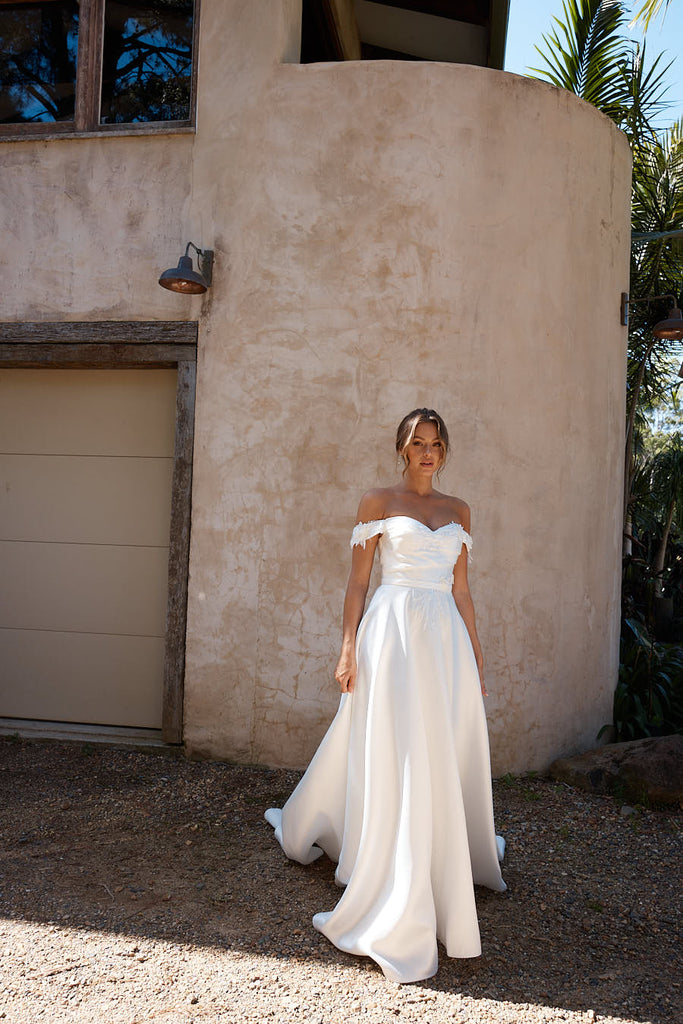 Penelope Off-Shoulder Sweetheart Wedding Dress – TC2333 by Tania Olsen Designs