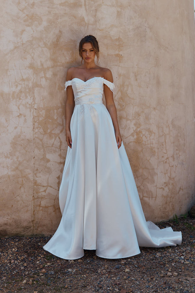 Penelope Off-Shoulder Sweetheart Wedding Dress – TC2333 by Tania Olsen Designs