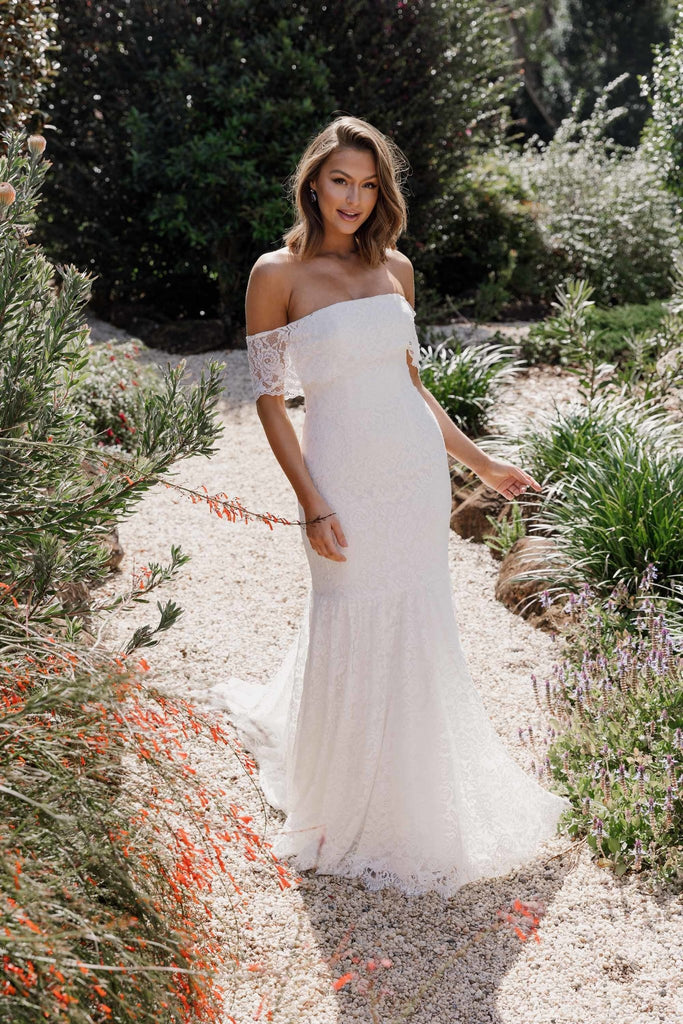 Philomena Off-shoulder Boho Wedding Dress - TC400