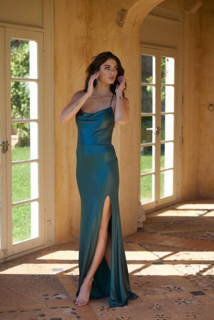 Piper Slinky Formal Dress – PO858 Forest