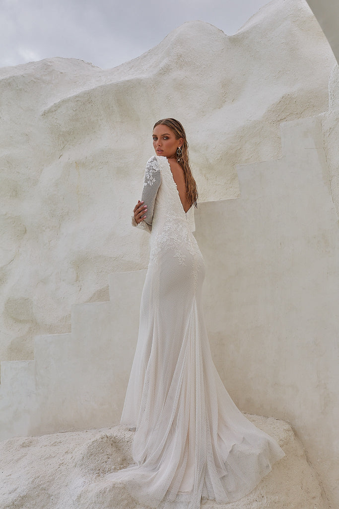Ren Long Sleeve Fitted Wedding Dress by Tania Olsen Designs