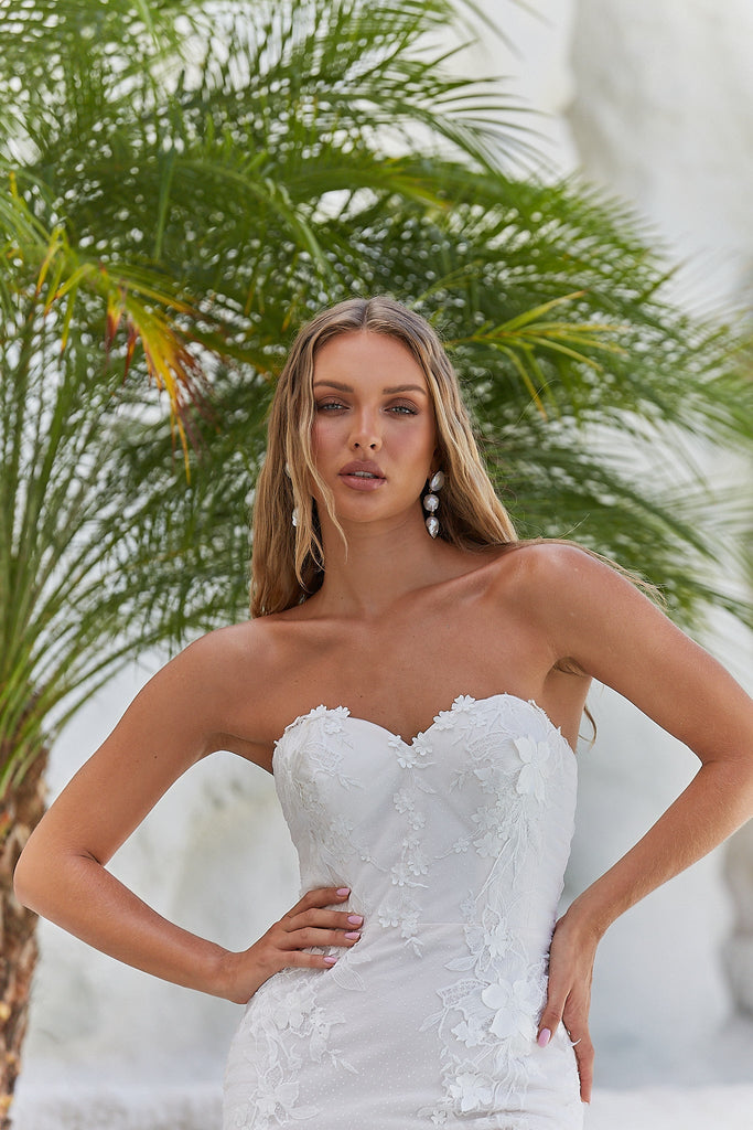 Rhea Off-the-shoulder Fitted Wedding Dress by Tania Olsen Designs